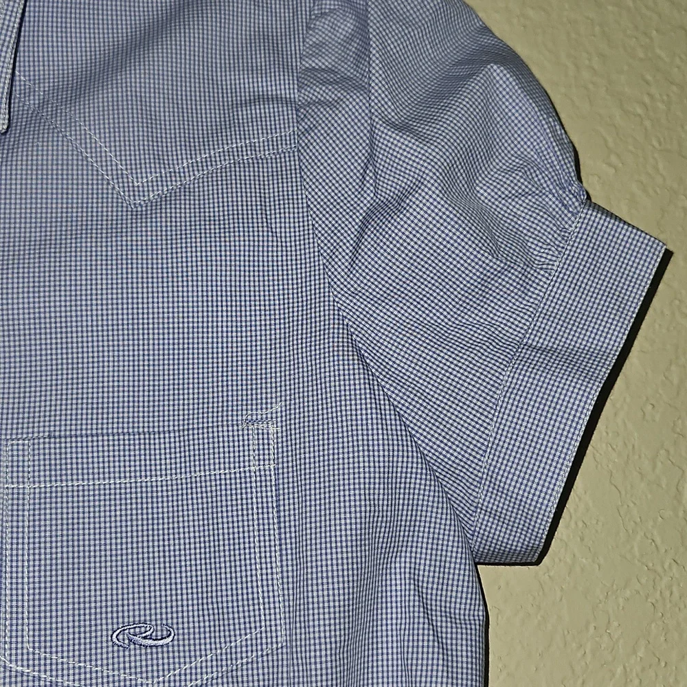 NWT-Roper Womens MEDIUM Light Blue Short Sleeve Shirt - Picture 4 of 13
